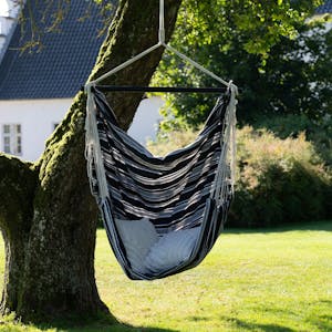 Hamac chaise suspendue en tissu gris, noir et blanc MENDOZA